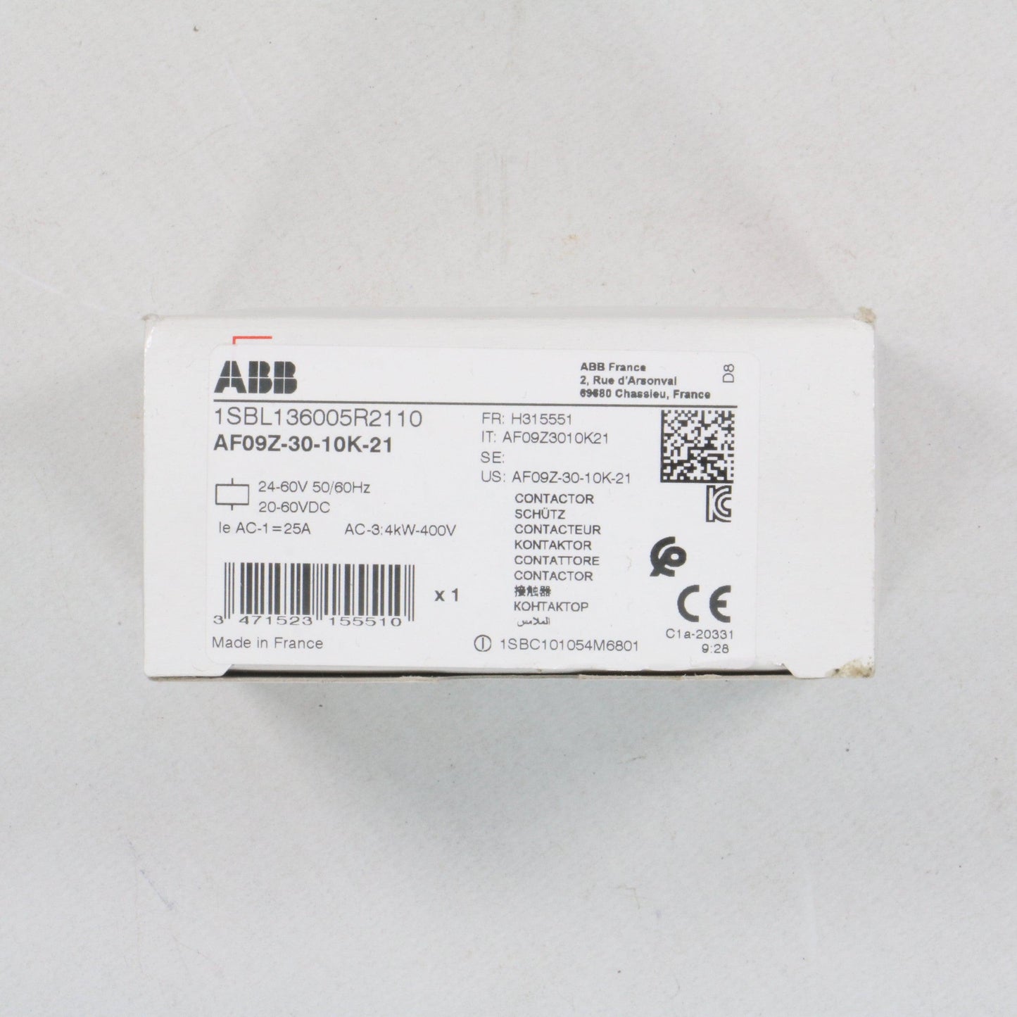 ABB AF09Z-30-10K-21 Contactor-Contactor-Used Industrial Parts
