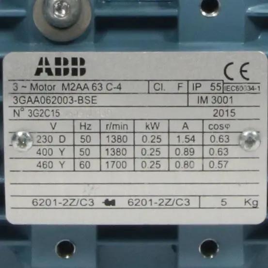 ABB M2AA 63 C 4 Three Phase Motor-Three Phase Motor-Used Industrial Parts