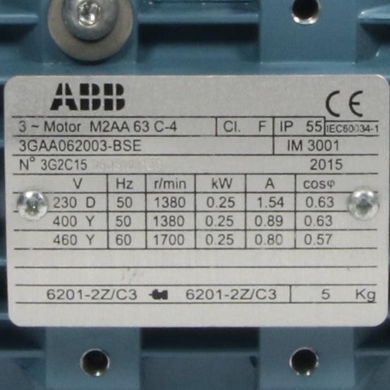 ABB M2AA 63 C 4 Three Phase Motor-Three Phase Motor-Used Industrial Parts