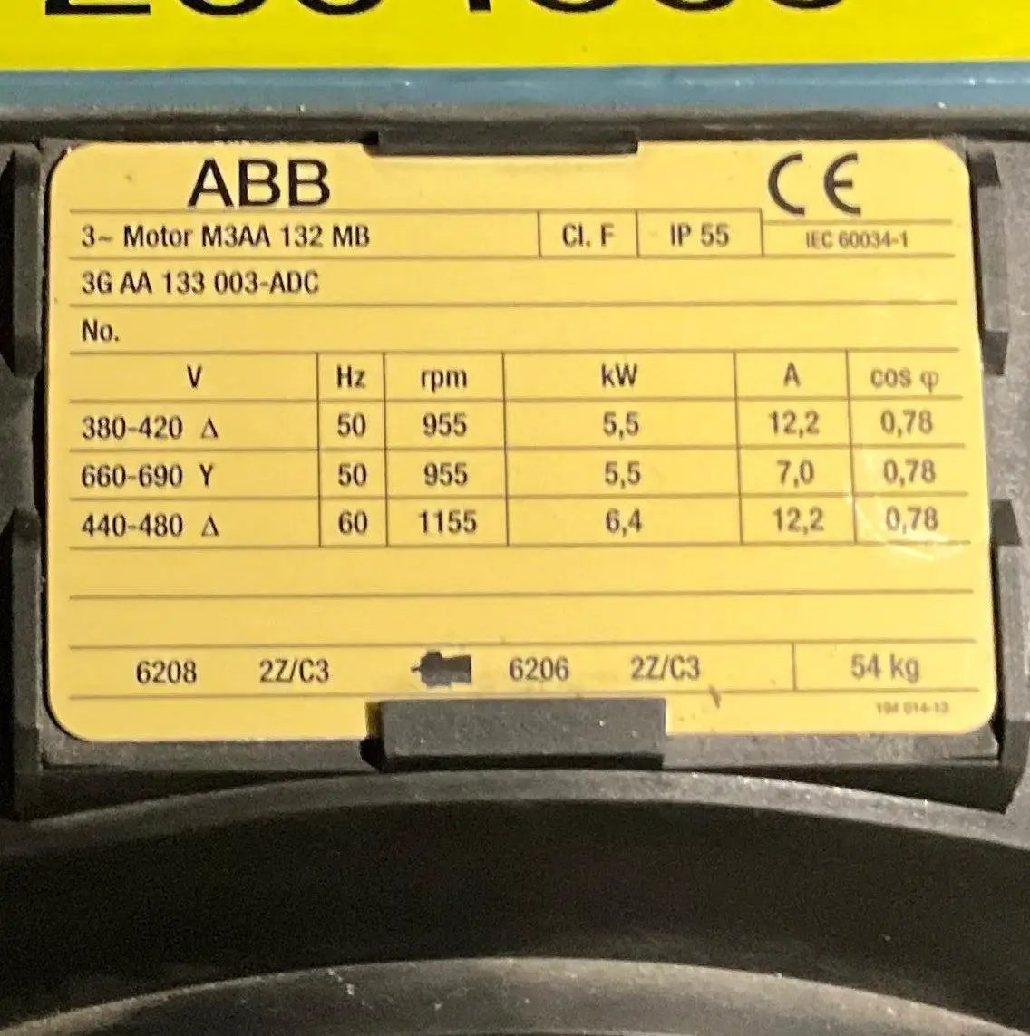 ABB M3AA 132MB 3GAA 133 003-ADC 3 Phase Motor-3 Phase Motor-Used Industrial Parts