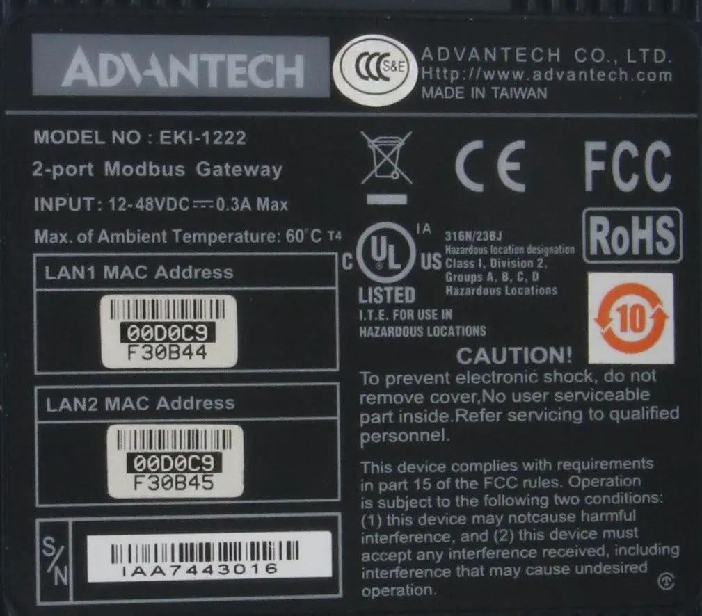 Advantech EKI-1222 2-Port Modus Gateway-2-Port Modus Gateway-Used Industrial Parts