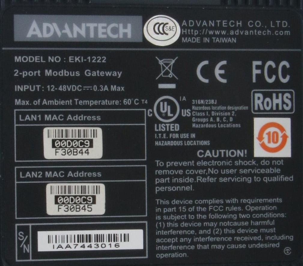 Advantech EKI-1222 2-Port Modus Gateway-2-Port Modus Gateway-Used Industrial Parts