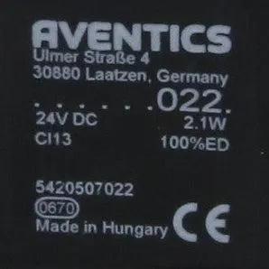 Aventics 24V DC Solenoid Coil CI13-Solenoid Coil-Used Industrial Parts