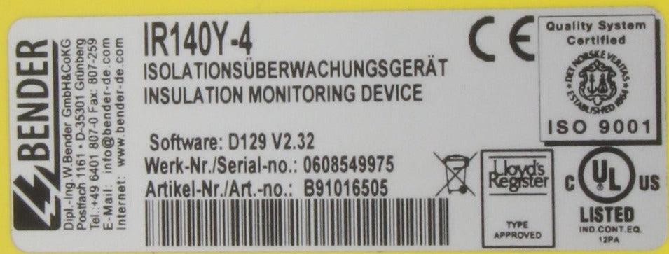 Bender IR145Y-4 Insulation Monitor-Insulation Monitor-Used Industrial Parts