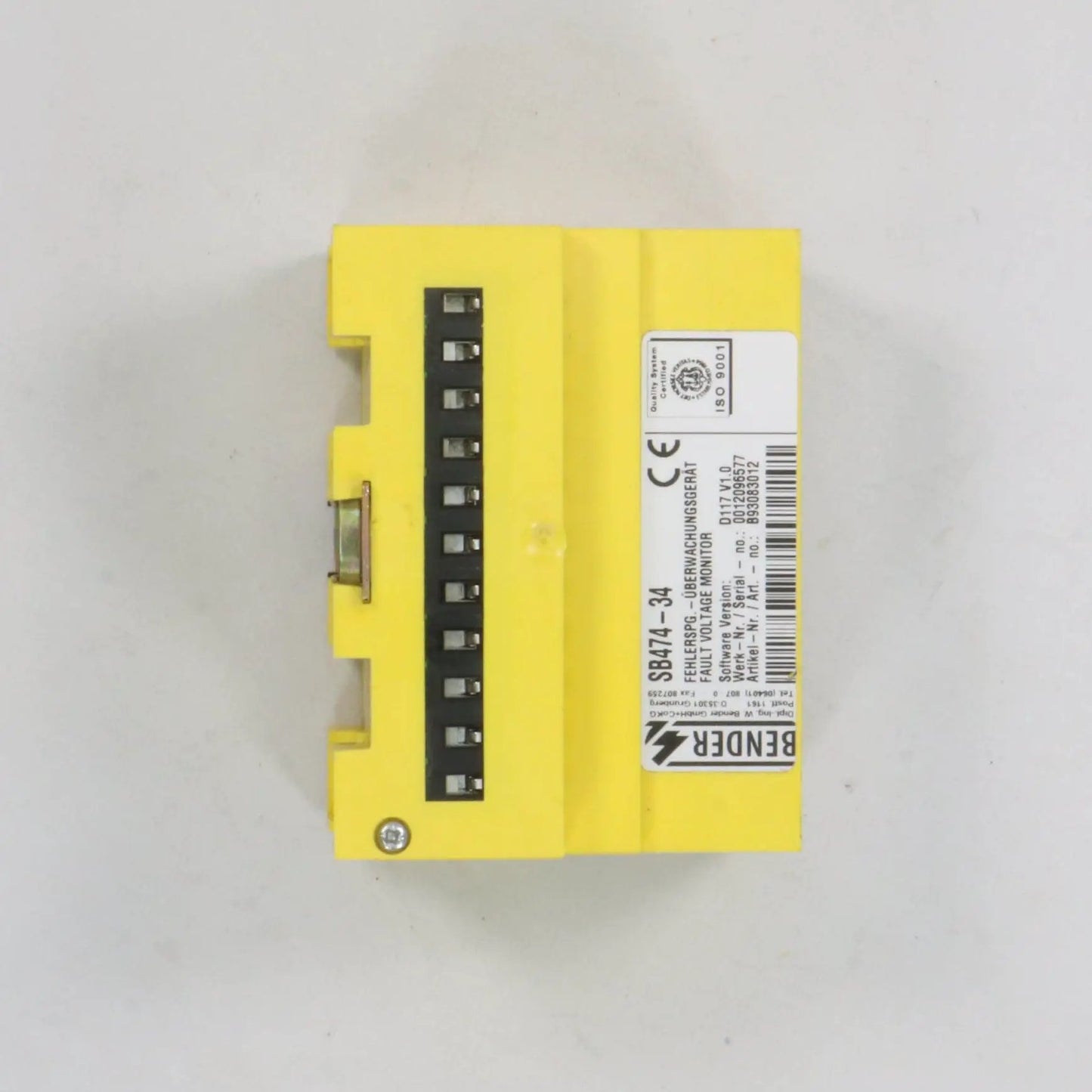 Bender SB474 34 Fault Voltage Monitor-Fault Voltage Monitor-Used Industrial Parts