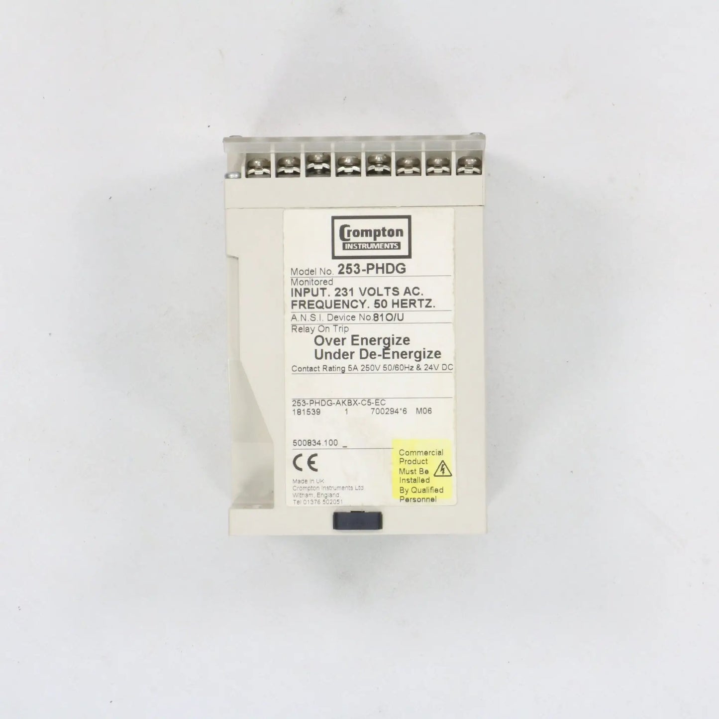 Crompton Protector 253-PHDG Energize/De-Energize Relay-Energize/De-Energize Relay-Used Industrial Parts