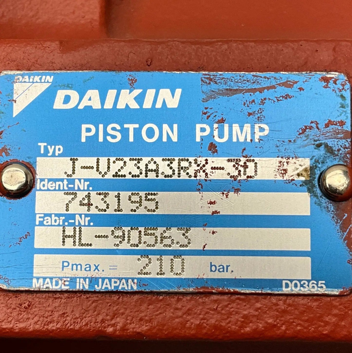 Daikin J-V23A3RX-30 Hydraulic Piston Pump-Hydraulic Piston Pump-Used Industrial Parts