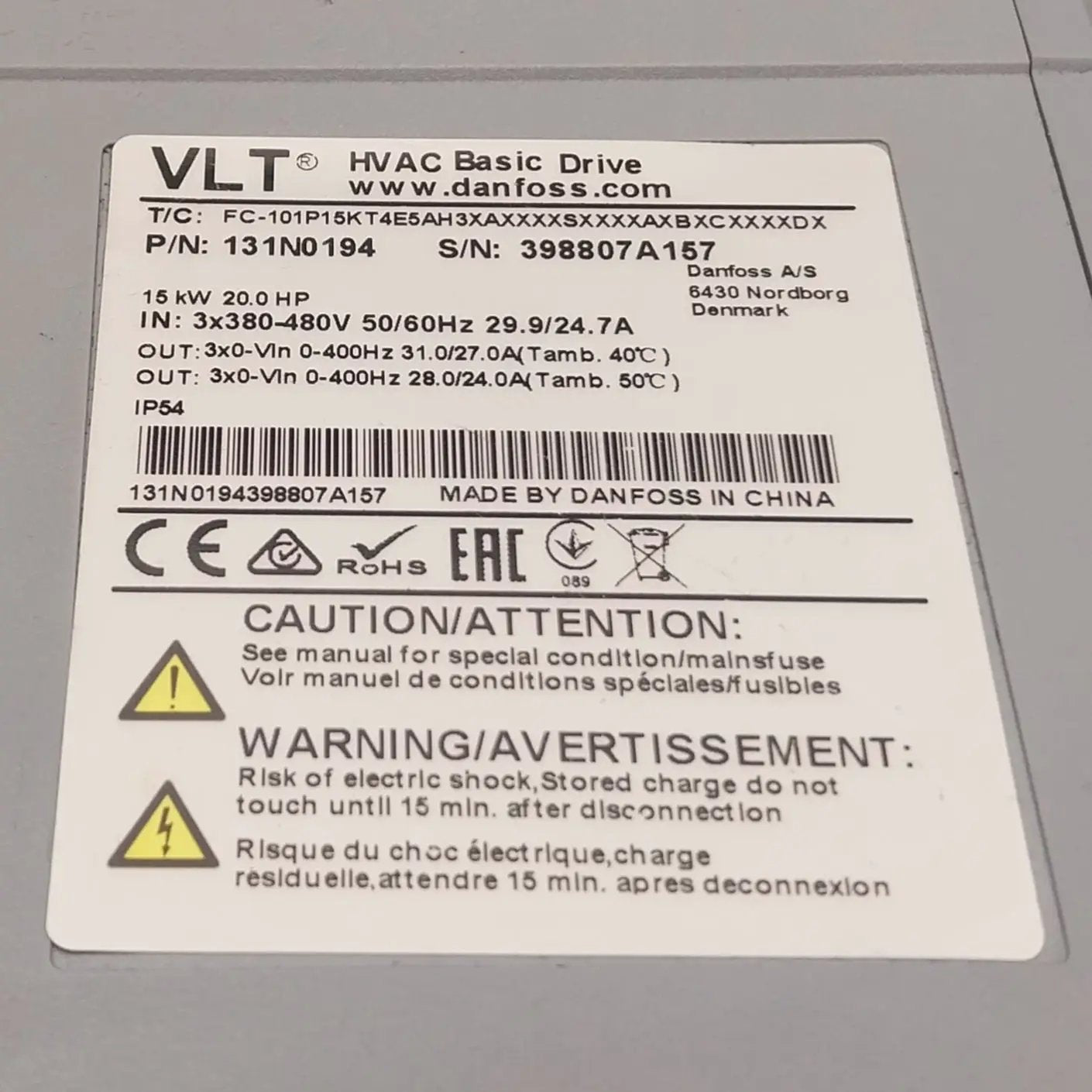 Danfoss VLT HVAC Basic Drive - 131N0194 Frequency Converter-Frequency Converter-Used Industrial Parts