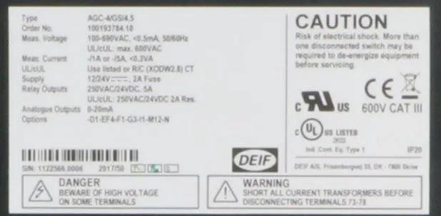 Deif AGC-4 Automatic Gen-Set Controller-Automatic Gen-Set Controller-Used Industrial Parts
