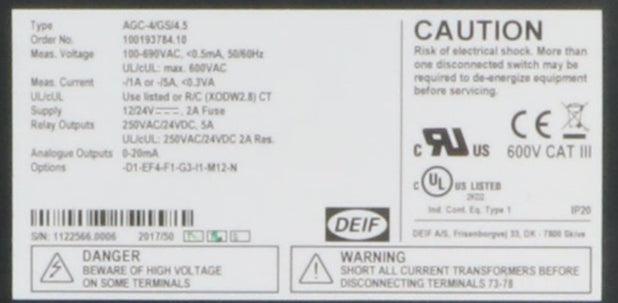 Deif AGC-4 Automatic Gen-Set Controller-Automatic Gen-Set Controller-Used Industrial Parts