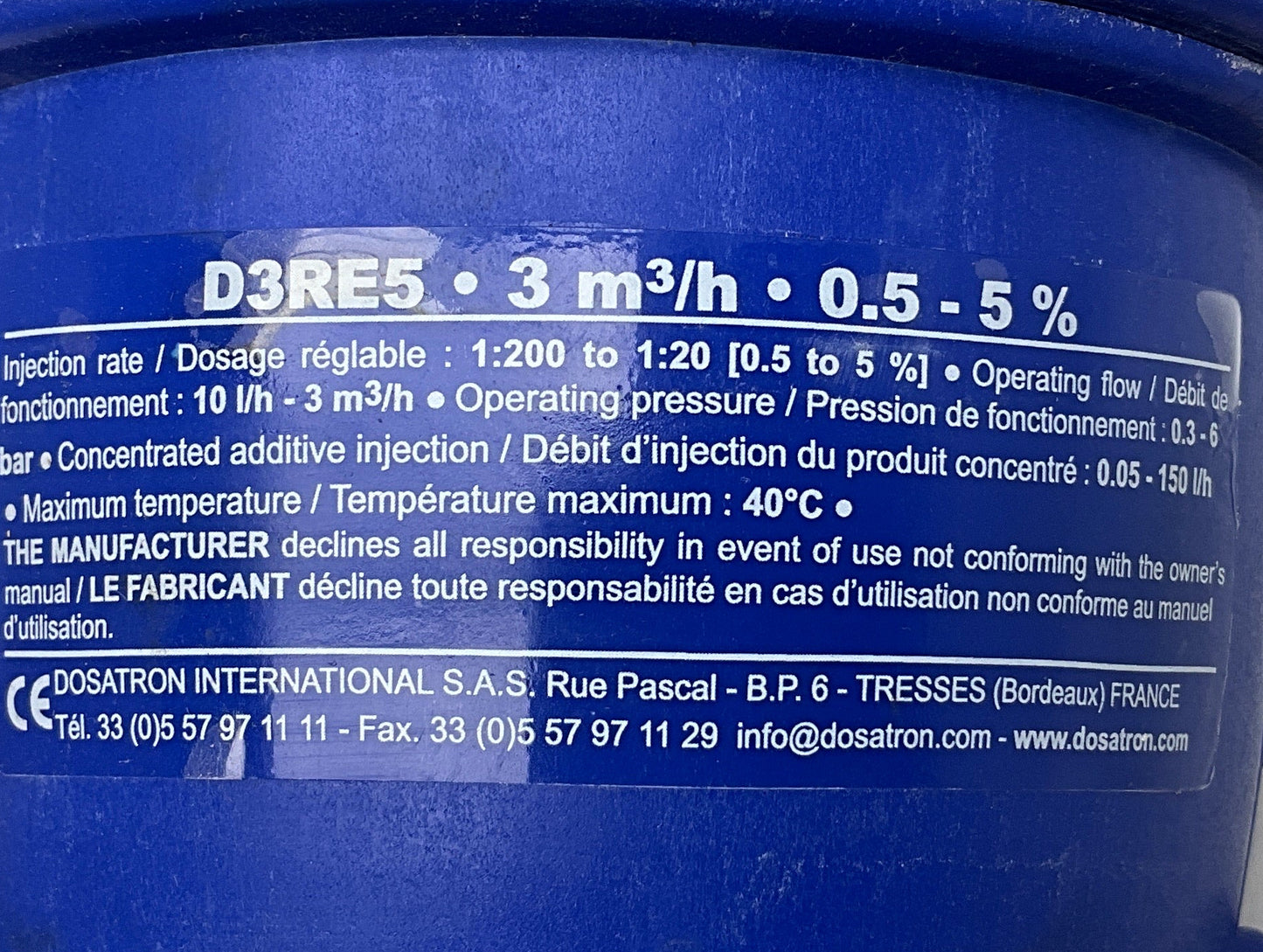 Dosatron D3RE5 Dosing Pump-Dosing Pump-Used Industrial Parts