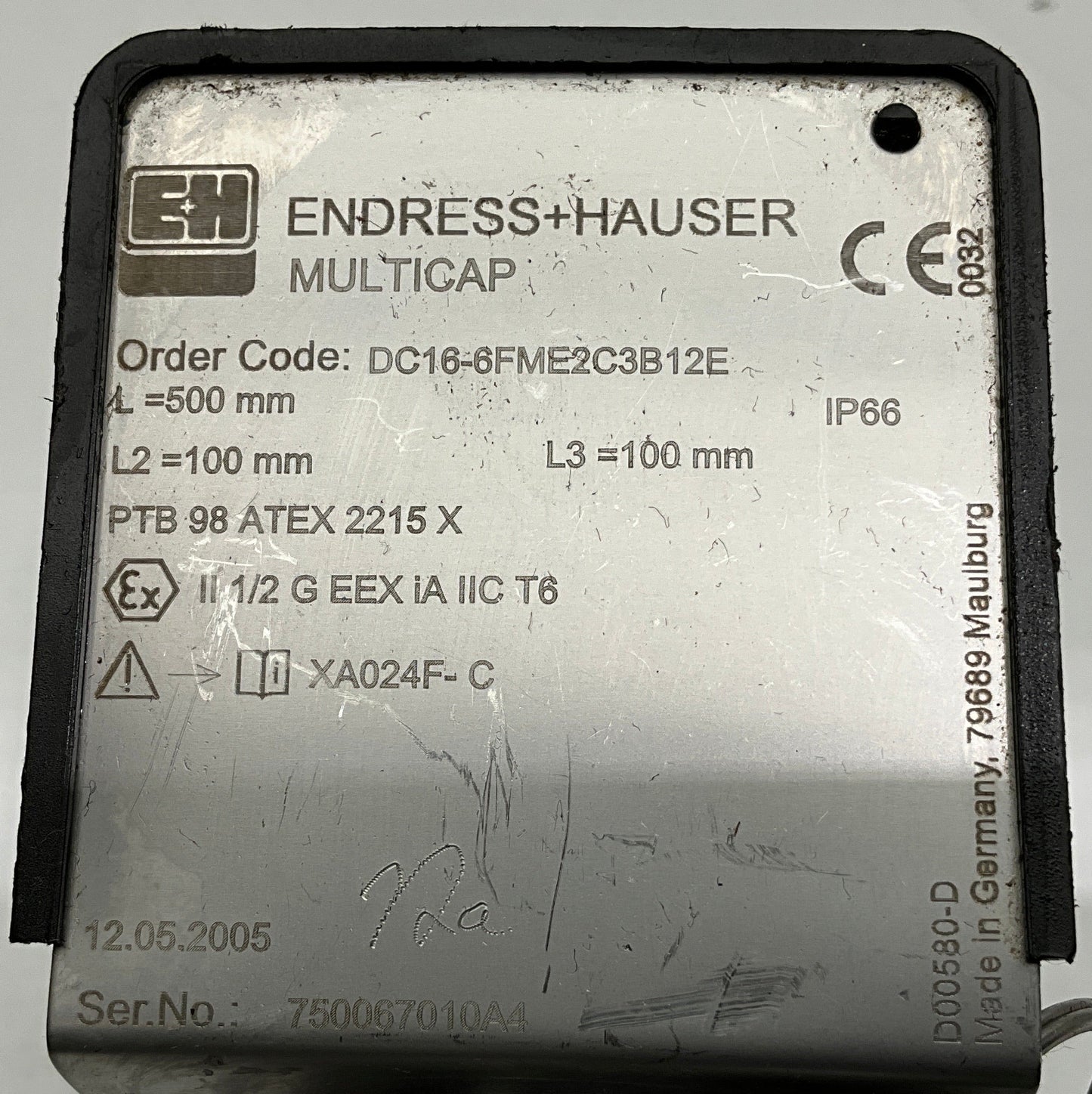Endress + Hauser Multicap DC16-6FME2C3B12E Capacitive Level Sensor-Capacitive Level Sensor-Used Industrial Parts