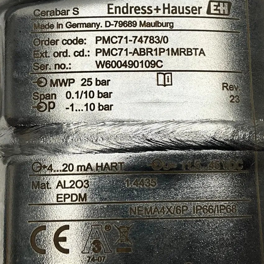 Endress+Hauser Cerabar S PMC71 Pressure Transmitter-Digital Pressure Transmitter-Used Industrial Parts