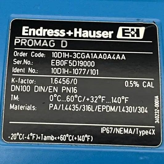 Endress+Hauser Promag 10 - D Electromagnetic Flowmeter - 10DIH-1077/101-Electromagnetic Flowmeter-Used Industrial Parts