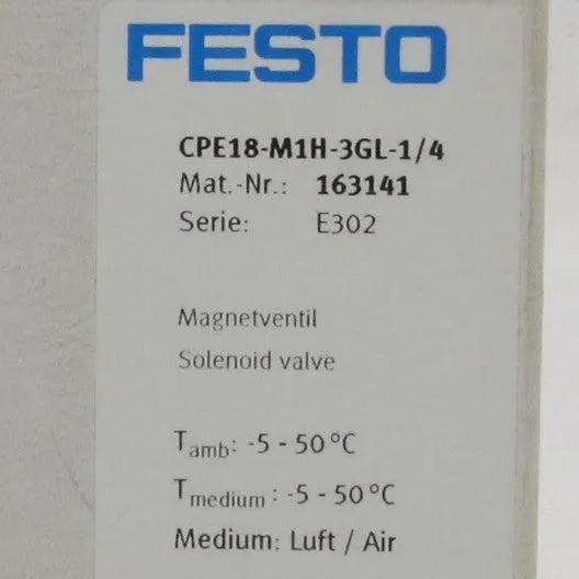 Festo CPE18-M1H-3GL-1/4 Solenoid Valve - 163141-Solenoid Valve-Used Industrial Parts
