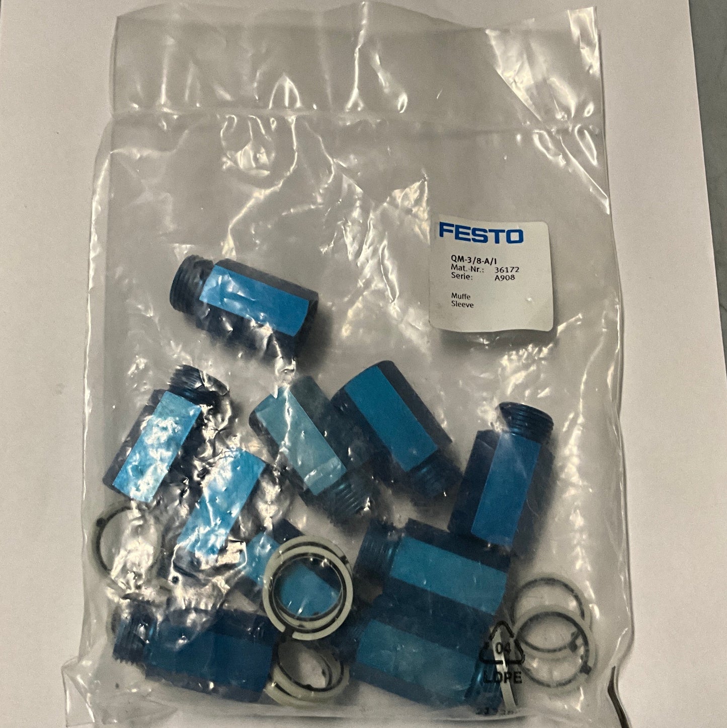 Festo QM-3/8-A/I Pneumatic Tubing Sleeve-Pneumatic Tubing Sleeve-Used Industrial Parts