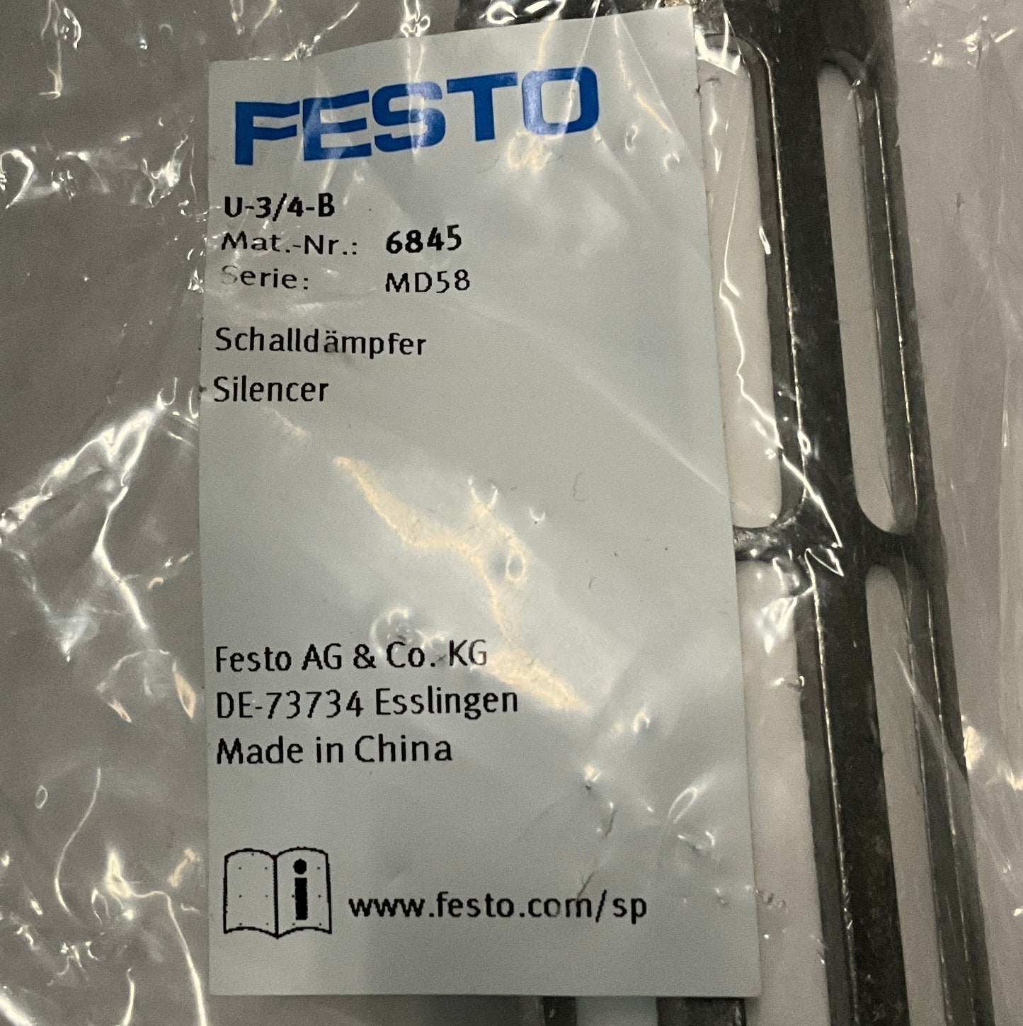 Festo U-3/4-B Pneumatic Silencer 6845-Pneumatic Silencer-Used Industrial Parts