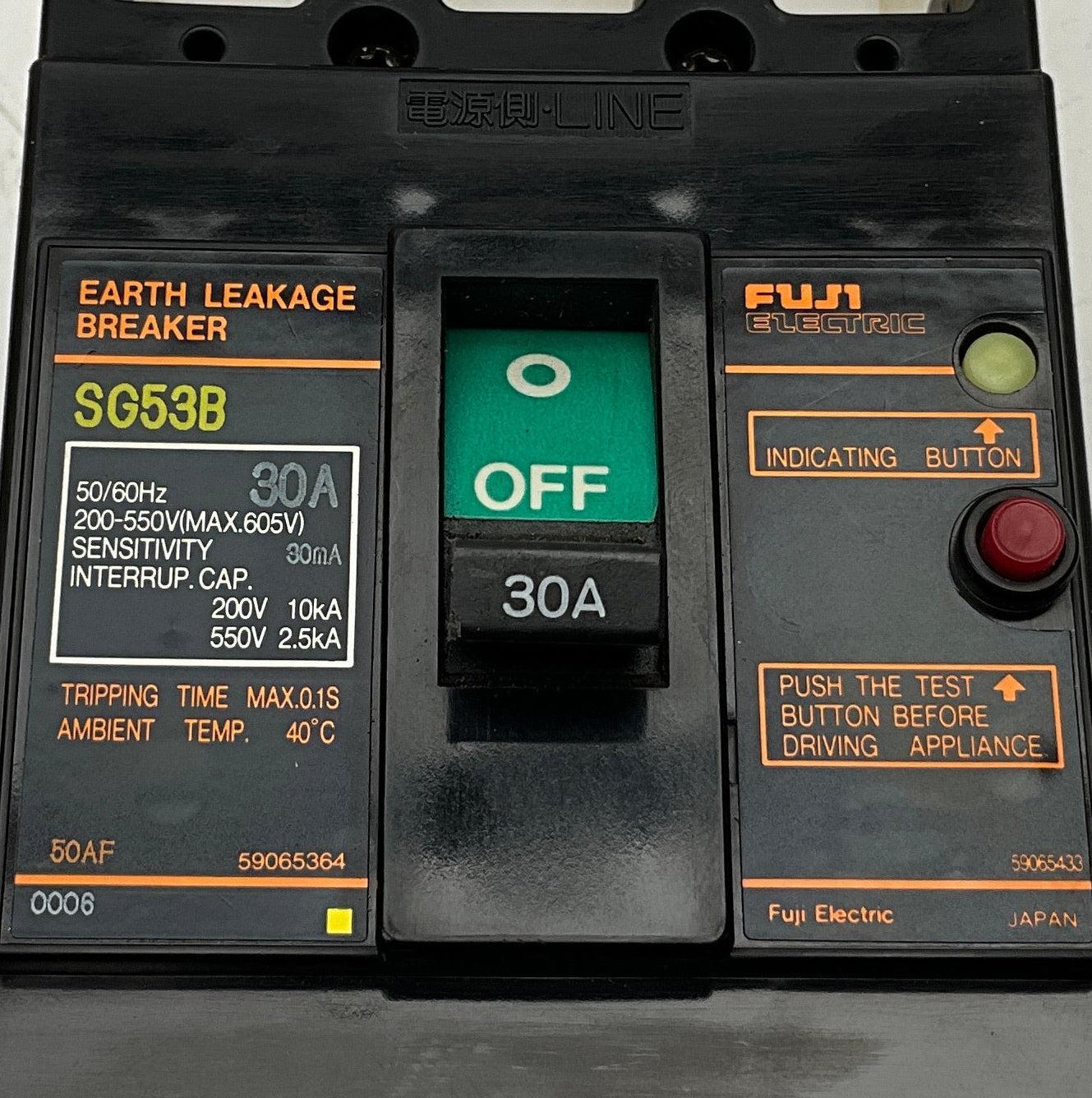Fuji Electric SG53B Earth Leakage Circuit Breaker - 30A-Earth Leakage Circuit Breaker-Used Industrial Parts