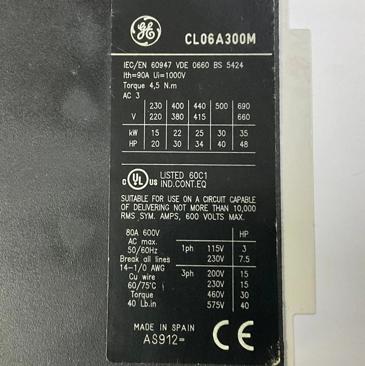 GE General Electric CL06A300M Magnetic Contactor-Magnetic Contactor-Used Industrial Parts