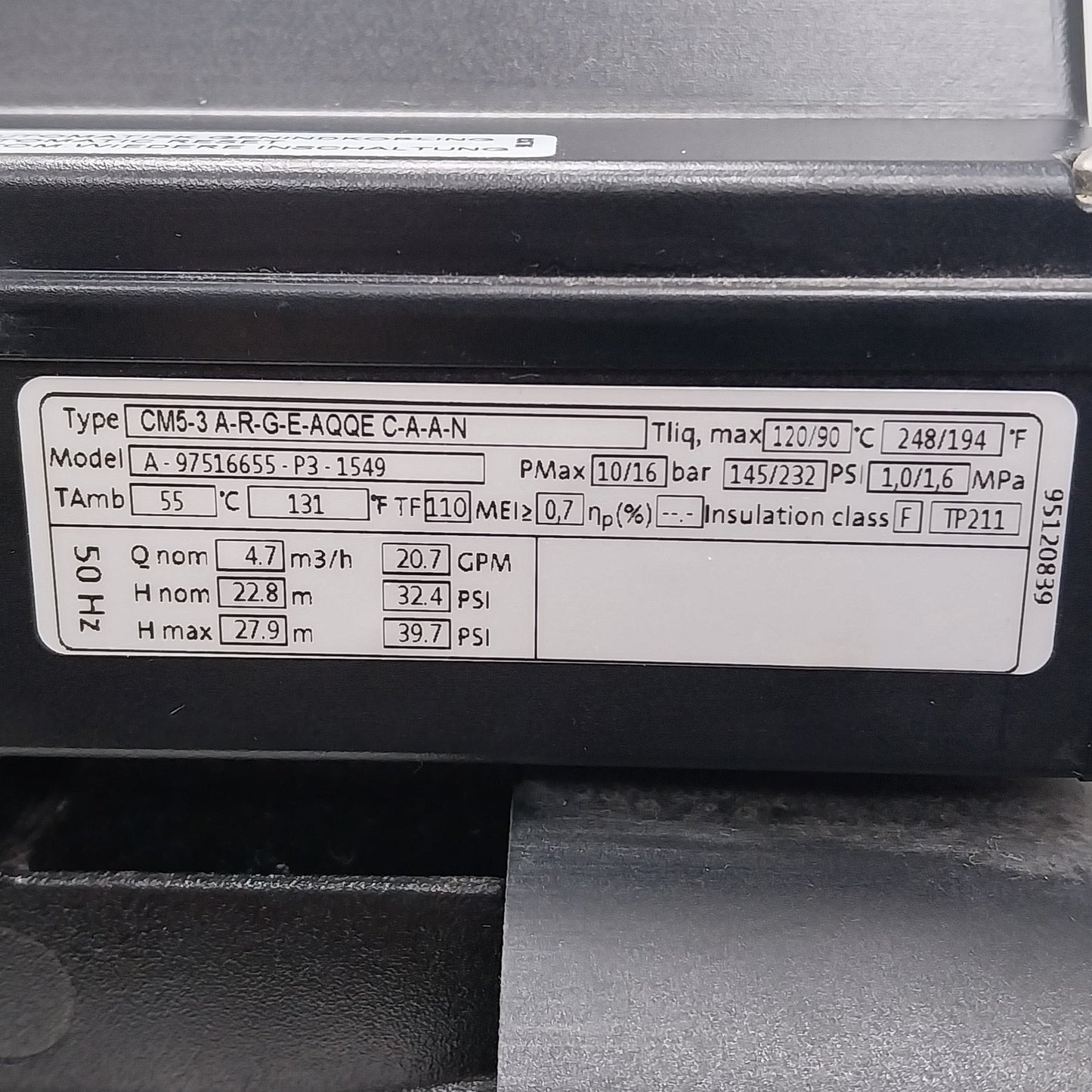 Grundfos CM5-3 A-R-G-E-AQQE C-A-A-N Horizontal Multistage Centrifugal Pump-Horizontal Multistage Centrifugal Pump-Used Industrial Parts