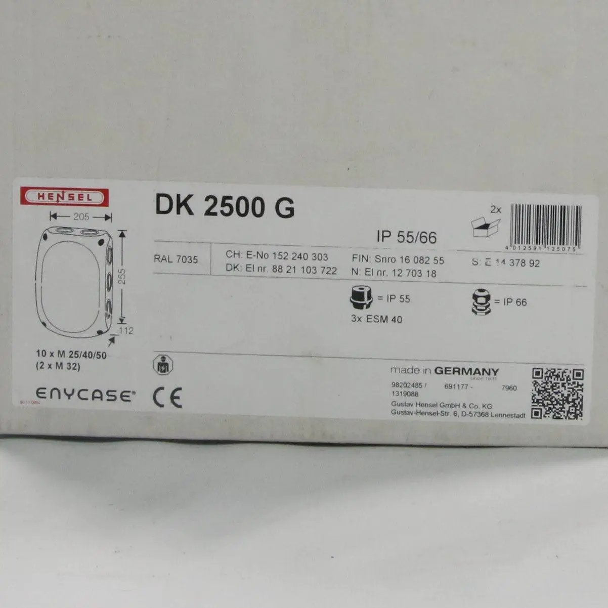 Hensel DK 2500 G Terminal Enclosure x 2-Terminal Enclosure-Used Industrial Parts