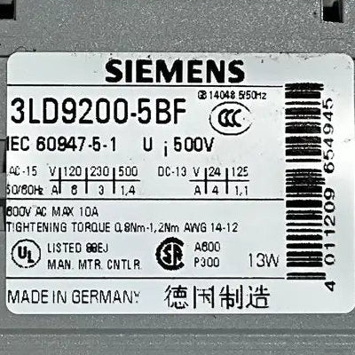 Siemens 3LD9200-5BF Auxiliary Switch-Auxiliary Switch-Used Industrial Parts