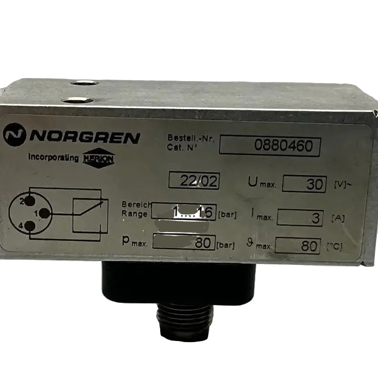 IMI Norgren 0880460 Electro-mechanical Pneumatic Pressure Switch-Electro-mechanical Pneumatic Pressure Switch-Used Industrial Parts