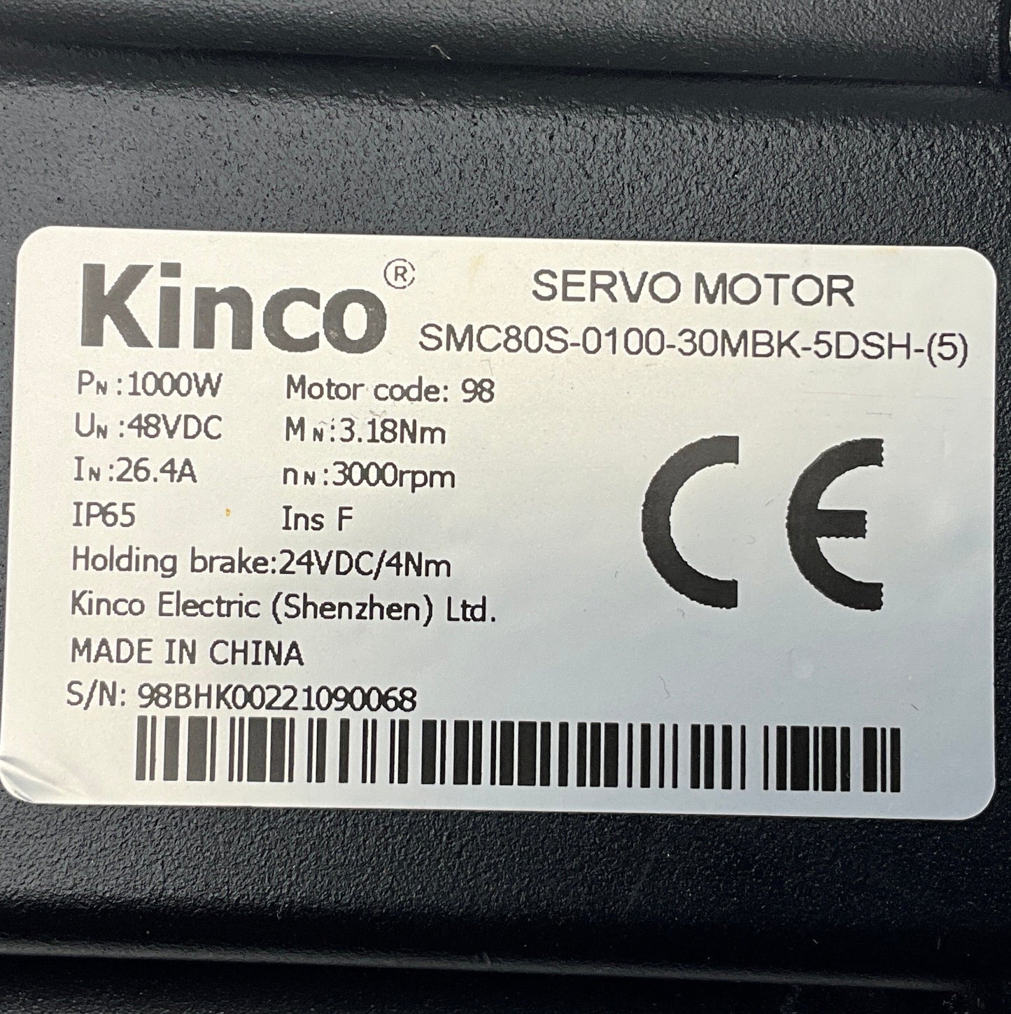 Kinco SMC80S-0100-30MBK-5DSH-(5) AC Servo Motor-Servo Motor-Used Industrial Parts