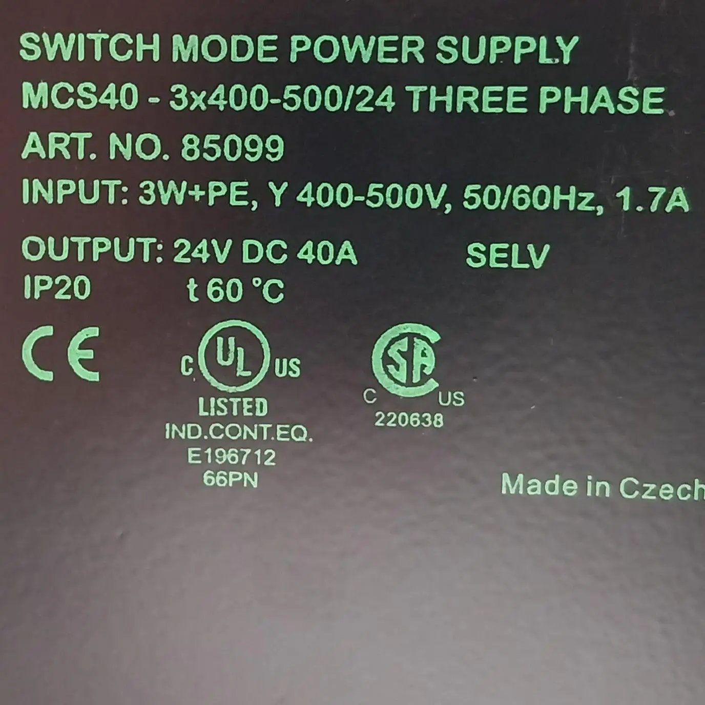 Murr Elektronik MCS40 Switch Mode Power Supply-Power Supply-Used Industrial Parts
