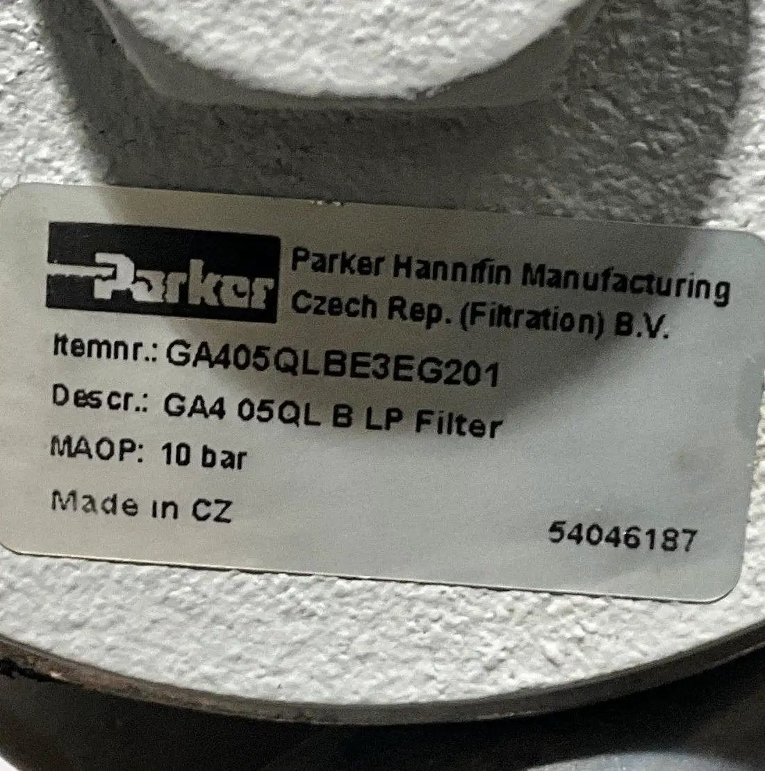 Parker Hannifin GA405QLBE3EG201 In-Line Filter Housing-In-Line Filter Housing-Used Industrial Parts