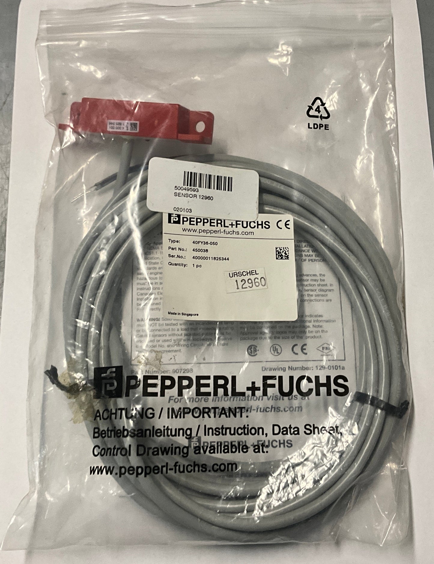 Pepperl + Fuchs 40FY36-050 Magnetic Proximity Sensor-Magnetic Proximity Sensor-Used Industrial Parts