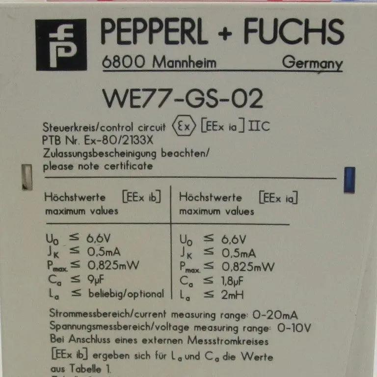 Pepperl + Fuchs WE 77-GS-02 Trip Amplifier - 00364-Trip Amplifier-Used Industrial Parts