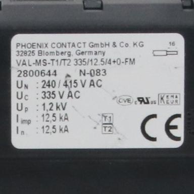 Phoenix Contact VAL MS T1 T2 335 12.5 4 0 FM Surge Arrester-Surge Arrester-Used Industrial Parts