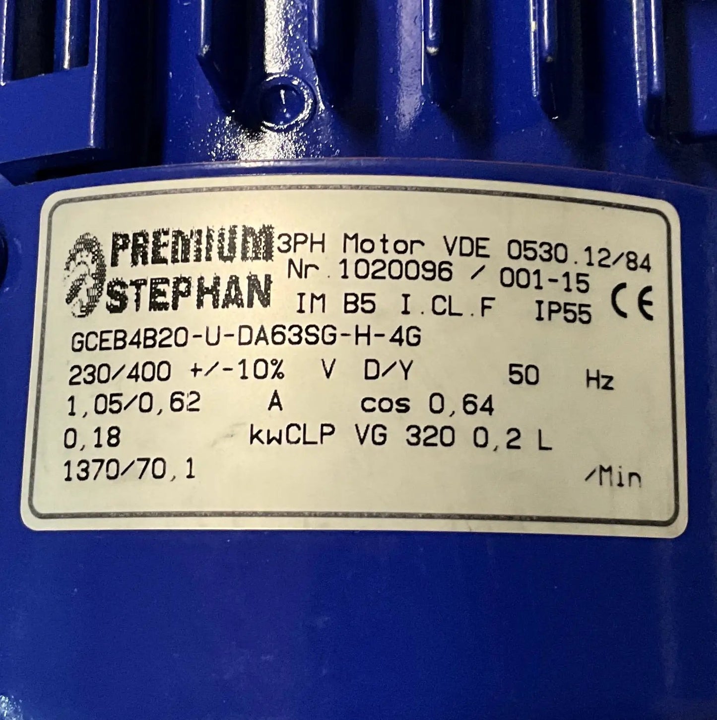 Premium Stephan GCEB4820-U-DA63SG-H-4G 3 Phase Gearmotor-3 Phase Gearmotor-Used Industrial Parts