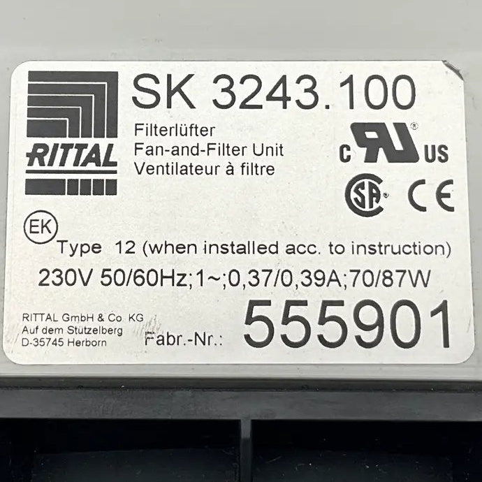 Rittal TopTherm SK 3243.100 Filter Fan Unit-Filter Fan Unit-Used Industrial Parts
