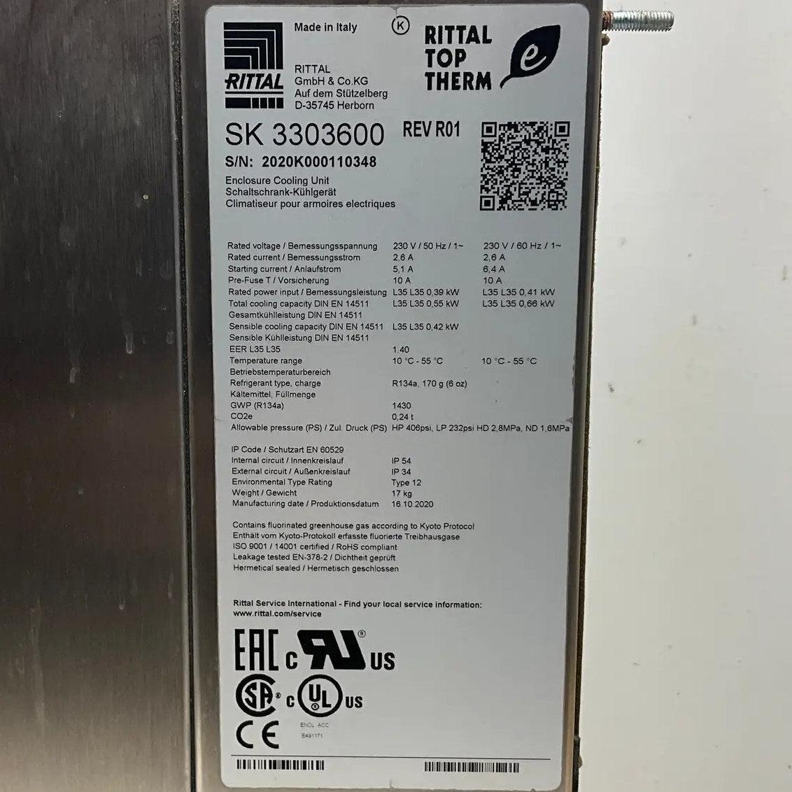Rittal TopTherm SK 3303.600 Enclosure Cooling Unit-Enclosure Cooling Unit-Used Industrial Parts