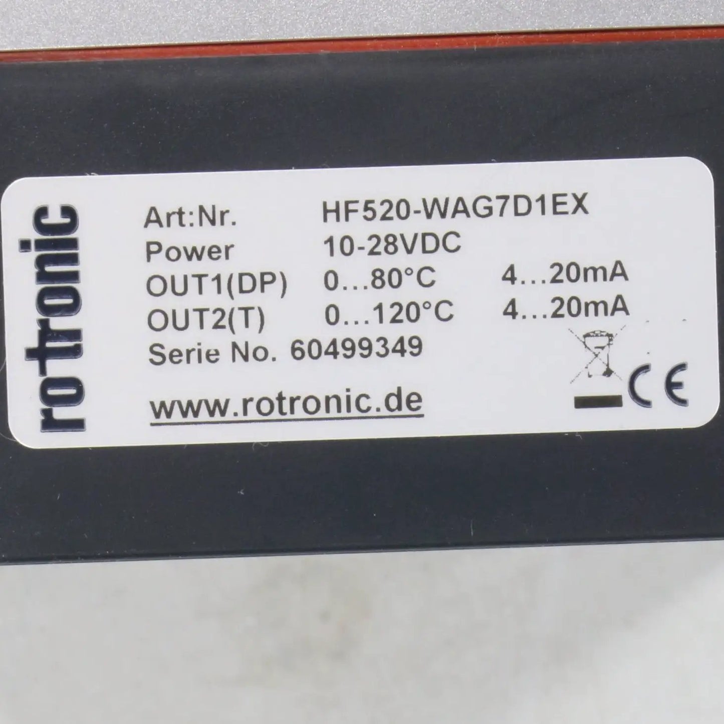 Rotronic Hygroflex HF520-WAG7D1EX Humidity/Temperature Transmitter-Humidity/Temperature Transmitter-Used Industrial Parts