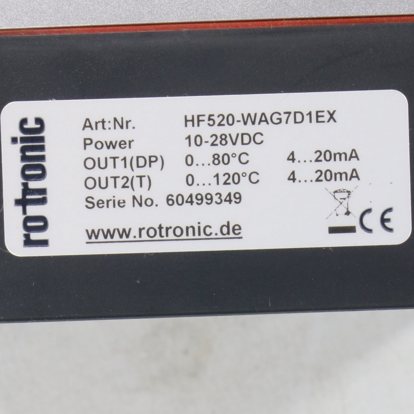 Rotronic Hygroflex HF520-WAG7D1EX Humidity/Temperature Transmitter-Humidity/Temperature Transmitter-Used Industrial Parts
