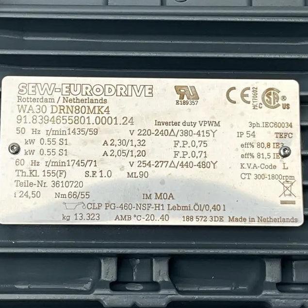 SEW-Eurodrive WA30 DRN80MK4 Gearmotor-Gearmotor-Used Industrial Parts