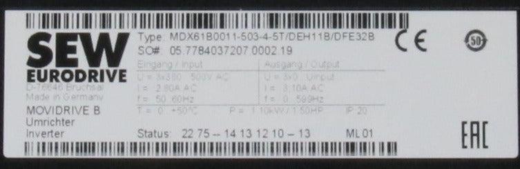 SEW Movidrive MDX61B0011-503-4-5T/DEH11B/DFE32B Inverter-Movidrive-Used Industrial Parts
