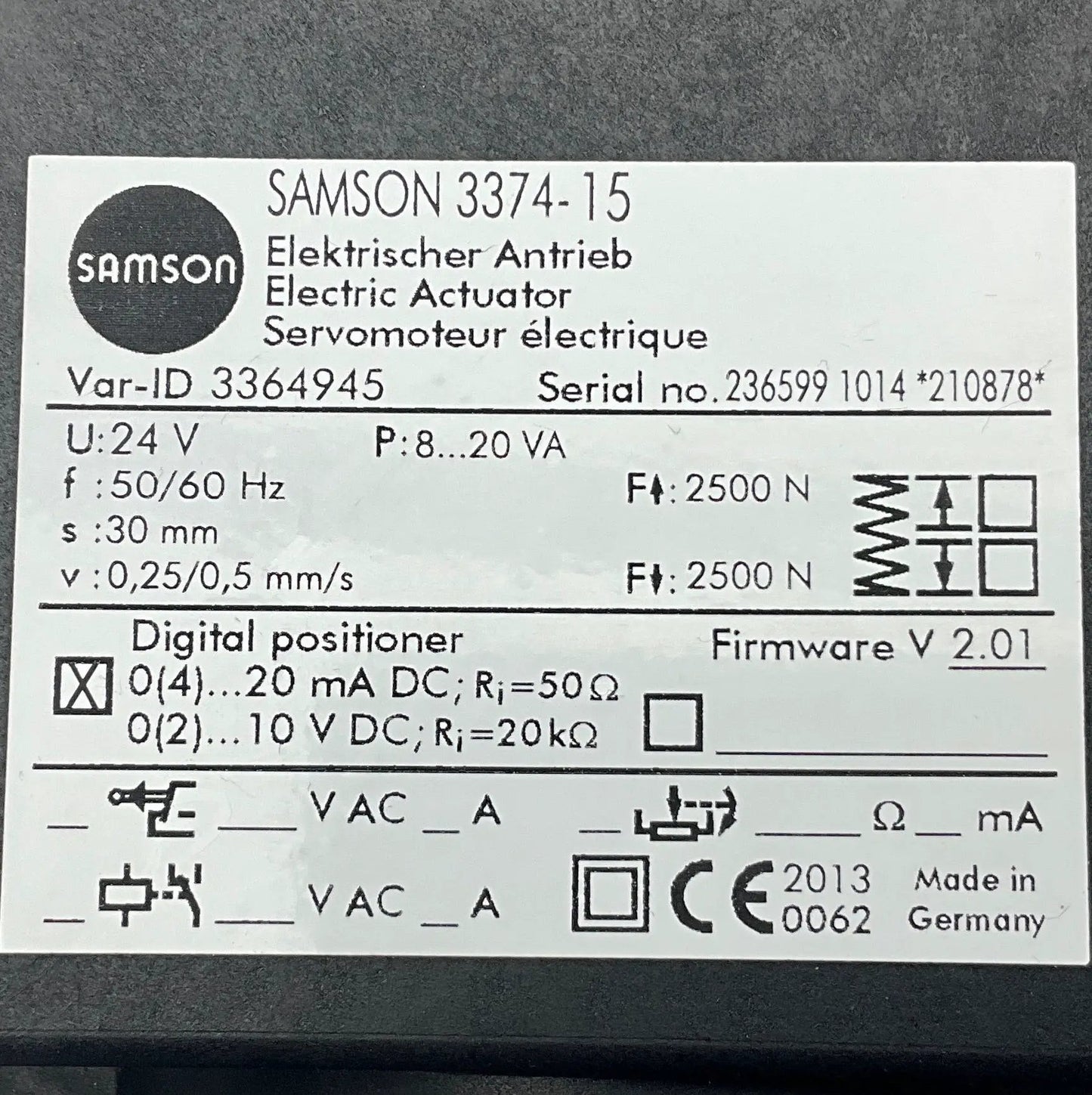Samson 3374-15 Electric Actuator-Electric Actuator-Used Industrial Parts