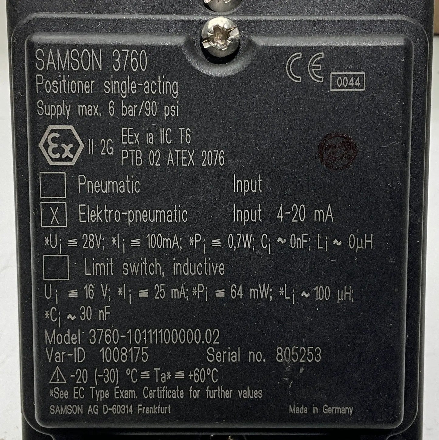 Samson 3760 Single Acting Positioner-Single Acting Positioner-Used Industrial Parts