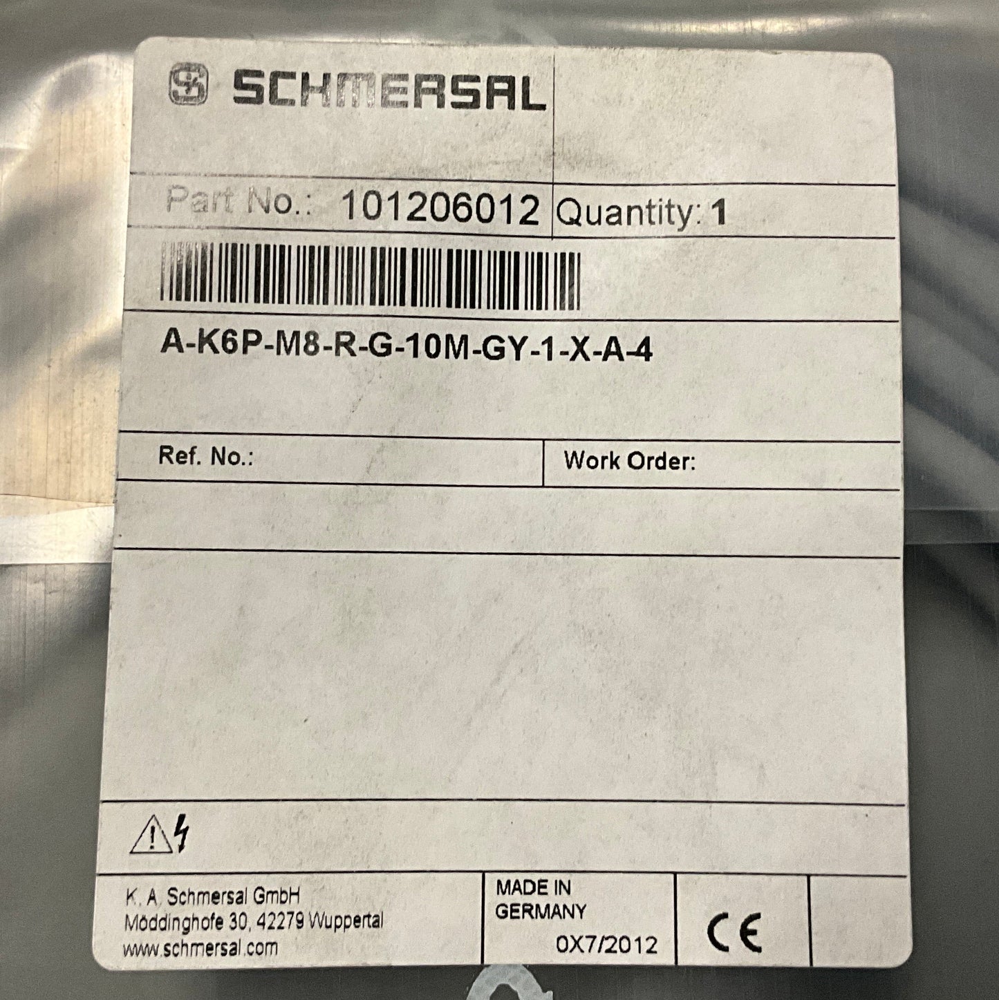 Schmersal A-K6P-M8-R-G-10M-GY-1-X-A-4 Connection Cable-Connection Cable-Used Industrial Parts