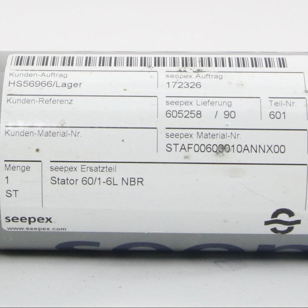 Seepex 60/1-6L NBR Progressive Cavity Pump Stator-Progressive Cavity Pump Stator-Used Industrial Parts