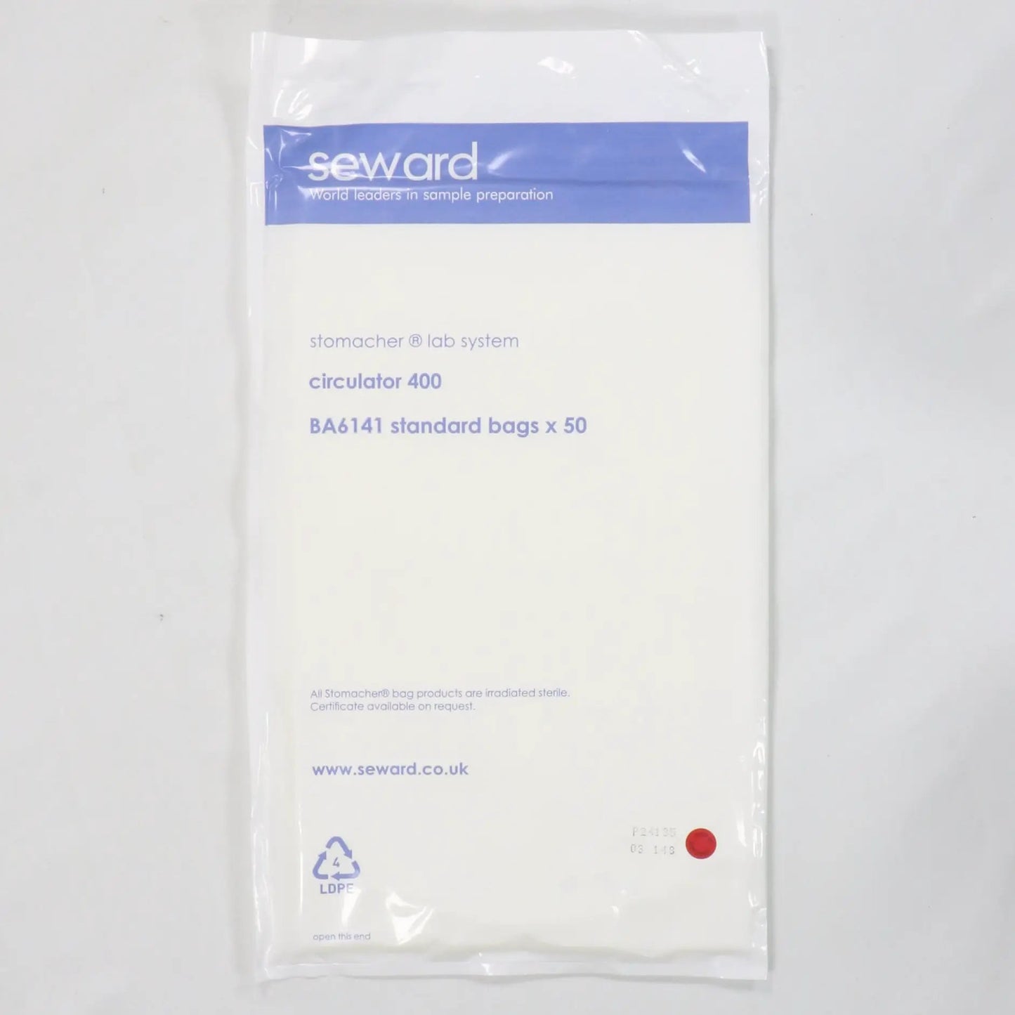 Seward Sterile Sample Bags for Stomacher 400 Circulator (x500/box)-Sterile Sample Bags-Used Industrial Parts