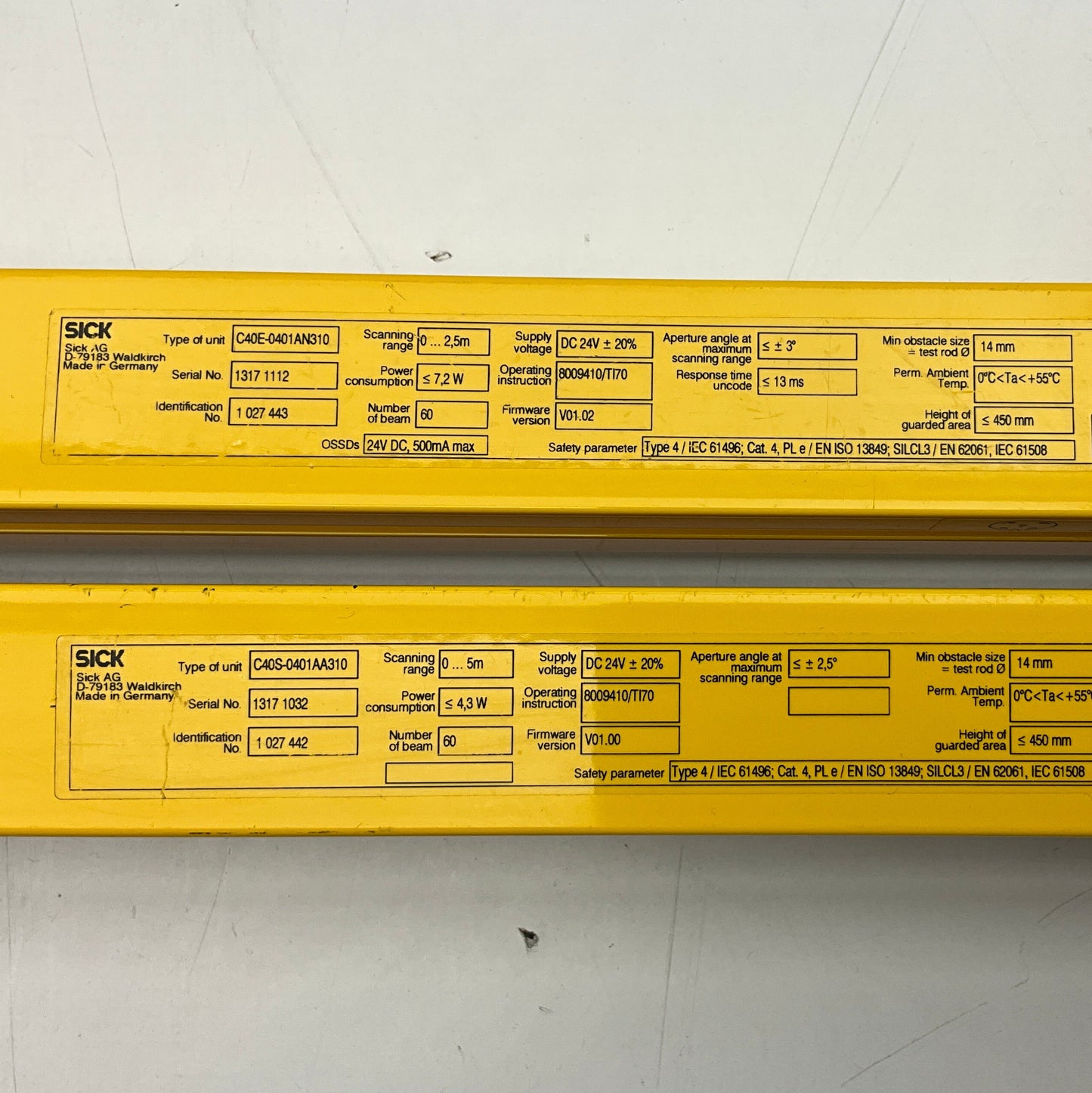 Sick C4000 Eco Light Safety Curtain Set-Safety Light Curtain Set-Used Industrial Parts