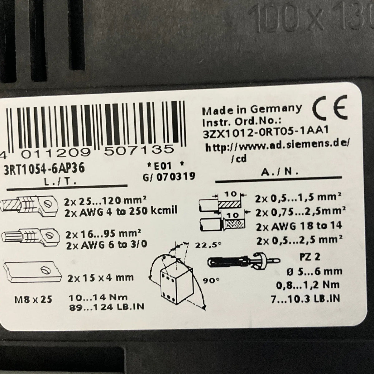Siemens 3RT1054-6AP36 Power Contactor-Power Contactor-Used Industrial Parts