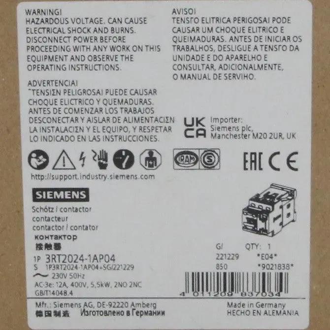 Siemens 3RT2024-1AP04 Power Contactor with Auxiliary Block-Power Contactor with Auxiliary Block-Used Industrial Parts