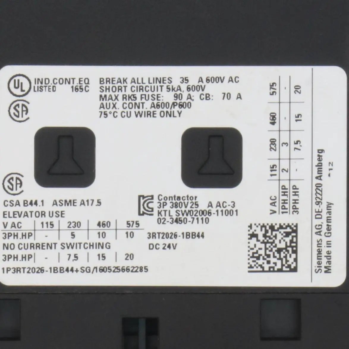 Siemens 3RT2026 1BB44 Power Contactor-Power Contactor-Used Industrial Parts