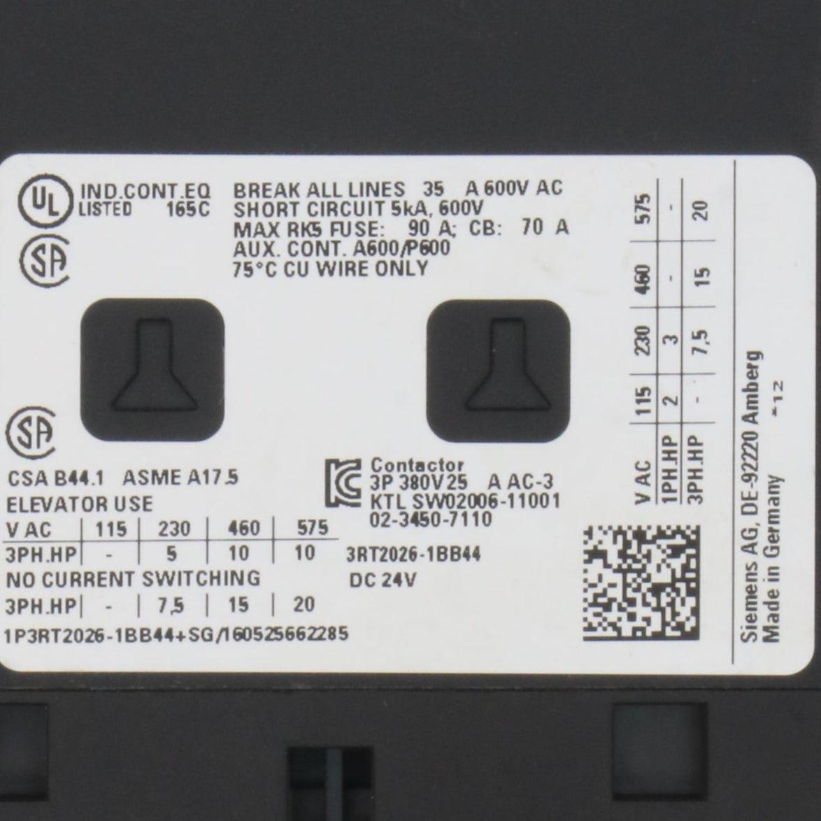 Siemens 3RT2026 1BB44 Power Contactor-Power Contactor-Used Industrial Parts